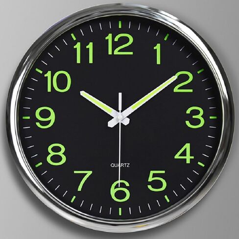 12 Inch Night Light Wall Clock, Silent Non-Ticking Quartz Wall Clocks, Large Luminous Function Numbers and Hands, Easy to Read Both Day and Night in Saudi Arabia
