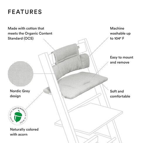 وسادة الأطفال Stokke Tripp Trapp، قلوب حلوة - أضف النعومة والدعم والراحة إلى مجموعة الأطفال Tripp Trapp الخاصة بك - يمكن غسلها في الغسالة + مصنوعة من القطن العضوي - تناسب جميع كراسي Tripp Trapp in Kuwait