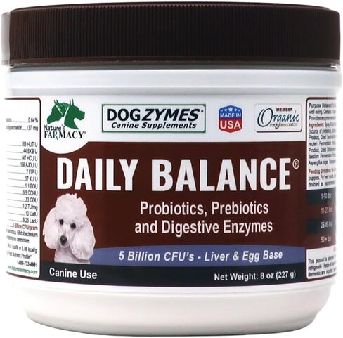 Dogzymes Probiotic Daily Balance - يوفر الدعم الغذائي والكائنات الحية الدقيقة الحية من أجل صحة الأمعاء بالإضافة إلى الإنزيمات من أجل الهضم السليم. قاعدة الكبد والبيض. (1 جنيه) in Saudi Arabia