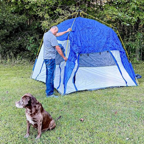 Outsunny Camping Tents 4 Person Pop Up Tent Quick Setup Automatic Hydraulic Family Travel Tent w/Windows, Doors Carry Bag Included in Saudi Arabia
