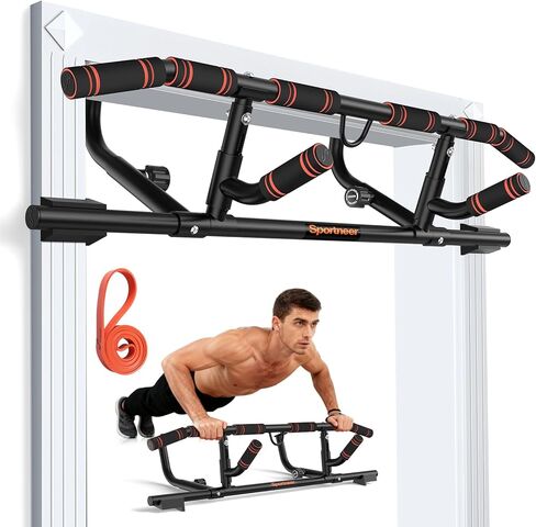2025 Upgrade Pull up Bar for Doorway with Folding Handle, Door Pull up Bar Door Frame Multi-Grip Upper Body Trainer, 440lb Capacity, Indoor Fitness for Home Gym Strength Training in Saudi Arabia