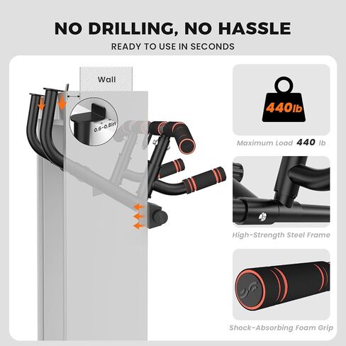 2025 Upgrade Pull up Bar for Doorway with Folding Handle, Door Pull up Bar Door Frame Multi-Grip Upper Body Trainer, 440lb Capacity, Indoor Fitness for Home Gym Strength Training in Saudi Arabia