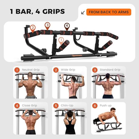 2025 Upgrade Pull up Bar for Doorway with Folding Handle, Door Pull up Bar Door Frame Multi-Grip Upper Body Trainer, 440lb Capacity, Indoor Fitness for Home Gym Strength Training in Saudi Arabia