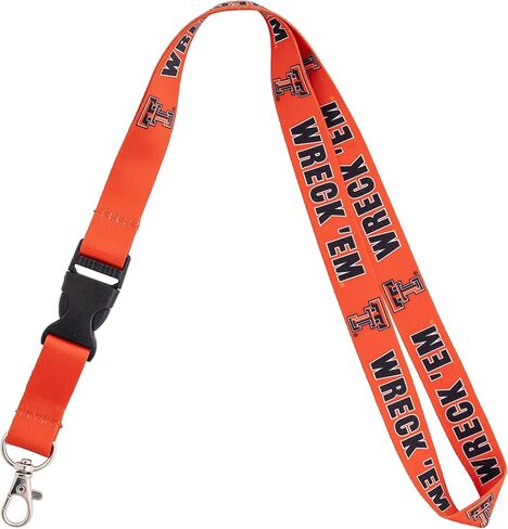 Texas Tech University TTU Red Raiders Car Keys ID Badge Holder Lanyard Keychain Detachable Breakaway Snap Buckle (Black) in Kuwait