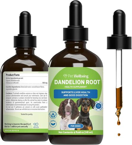 Pet Wellbeing Dandelion Root for Dogs & Cats - Liver, Digestive, Cardiovascular, Blood Sugar Support - Natural Herbal Supplement 4 oz (118 ml) in Saudi Arabia