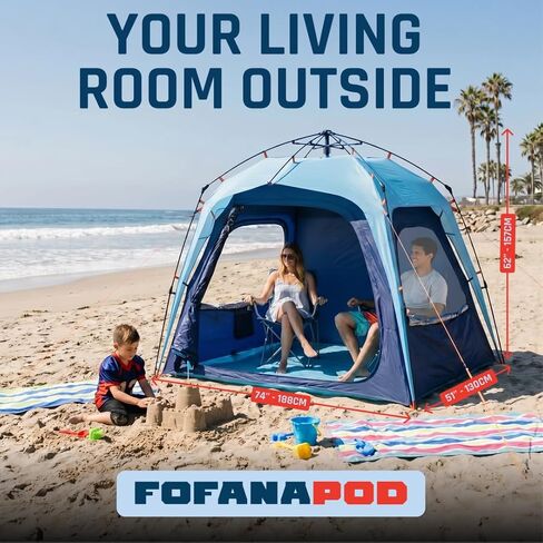 FOFANA Pod All Weather Sports Tent - Largest Sports Pod Pop Up Tent - Fits Family of 4 - Pop Up Pod for Rain Wind Cold - Bubble Tent Clear and Mesh Windows - Weather Tent Pods for Sports in Saudi Arabia