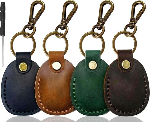 4 Pack Genuine Leather Holder Keychain for Apple Airtag Handmade Case in Kuwait