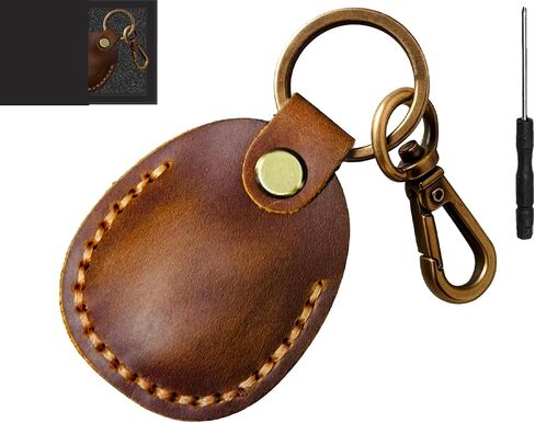 Airtag Holder Keychain-Genuine Leather Airtag Keychain Holder 4 Pack,Handmade Air Tag Keychain Case Scratch-Resistant Airtag Leather Key Chain Ring Compatible for Airtag,Dog Collar,Luggage in Saudi Arabia