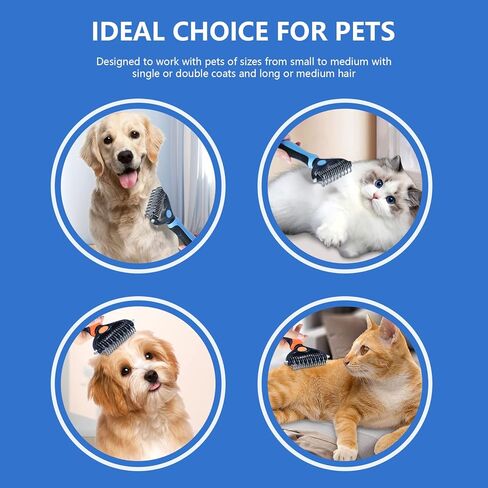 Pet Grooming Brush - Dual Sided Cats and Dogs Brush for Shedding and Dematting, Undercoat Rake for Dogs Gently Removes Loose Undercoat, Mats & Tangled Hair, Extra Safty, Gift for Firends in Saudi Arabia