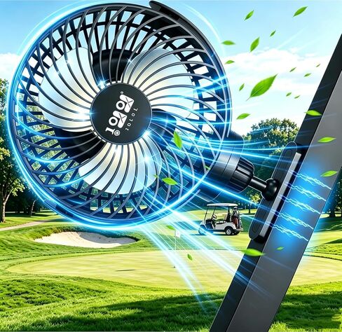 10L0L Magnetic Golf Cart Fan Rechargeable with Flexible Tripod Mount - 10000mAh Battery Operated Portable Fan 360° Rotatable Head, Fits for Yamaha/EZGO/Club Car Golf Cart with LED Light in Saudi Arabia