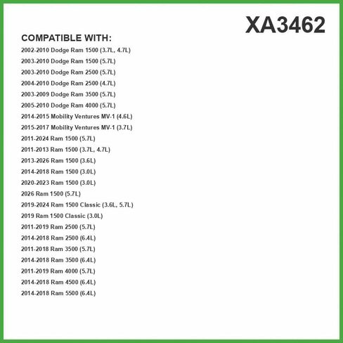 ECOGARD XA3462 Premium Engine Air Filter Fits Ram 1500 5.7L 2011-2020, 1500 3.6L 2013-2020, 1500 Classic 5.7L 2019-2020, 2500 6.4L 2014-2018, 2500 5.7L 2011-2019, 1500 3.0L DIESEL 2014-2021 in Saudi Arabia