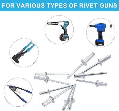 600pcs/1200pcs Blind Rivets Pop Rivets Assortment Kit, 14 SAE Sizes Aluminum Rivets (3/32" 1/8" 5/32" 3/16"), Assorted Blind Rivets with Reinfored Divider & Labeled Case for Storage (600) in Saudi Arabia