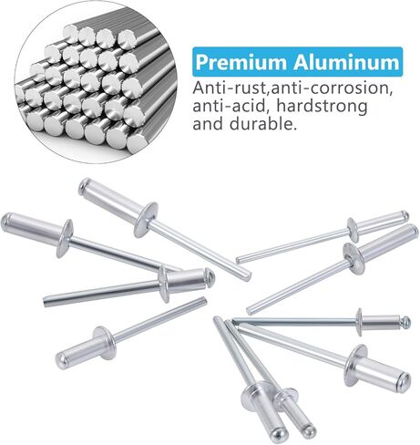 600pcs/1200pcs Blind Rivets Pop Rivets Assortment Kit, 14 SAE Sizes Aluminum Rivets (3/32" 1/8" 5/32" 3/16"), Assorted Blind Rivets with Reinfored Divider & Labeled Case for Storage (600) in Saudi Arabia
