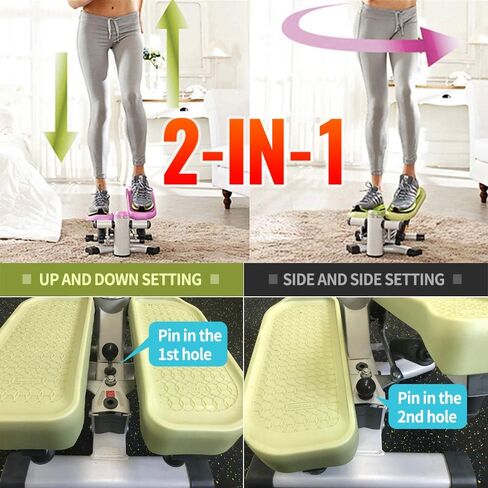 LeikeFitness Premium Portable Twist Stair Staire Stepper مقاومة قابلة للتعديل ، آلة للياقة خطوة التواء مع العصابات وشاشة LCD in Kuwait