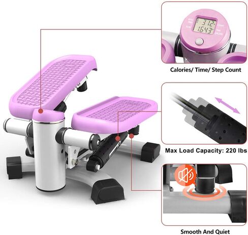LeikeFitness Premium Portable Twist Stair Staire Stepper مقاومة قابلة للتعديل ، آلة للياقة خطوة التواء مع العصابات وشاشة LCD in Kuwait