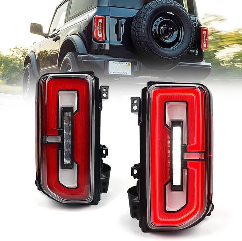 LED Tail Lights Fit for Ford Bronco 2021 2022 2023, Upgrade Taillight Set, Only Fit for Halogen Original Bronco Accessories, Tail Lamps Replacement Parts, Pair, Red Lens in Saudi Arabia