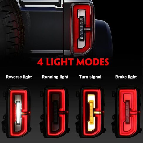 LED Tail Lights Fit for Ford Bronco 2021 2022 2023, Upgrade Taillight Set, Only Fit for Halogen Original Bronco Accessories, Tail Lamps Replacement Parts, Pair, Red Lens in Saudi Arabia
