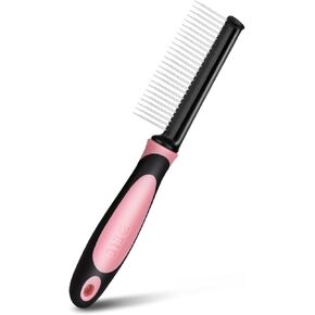 Flexzion Metal Dog Comb for Grooming and Dematting, Blue Soft-Grip Handle in Kuwait