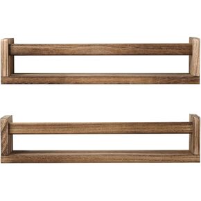 JORIKCHUO Nursery Book Shelves | Set of 2 Wood Floating Shelves for Kids Room, Kitchen Spice Rack, or Rustic Wall Mounted | Farmhouse Bathroom Décor (Rustic White). in Kuwait