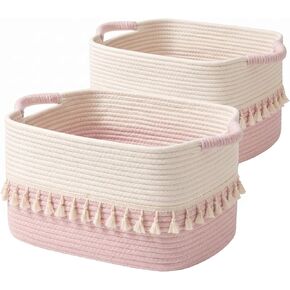 TeoKJ Storage Basket 3 Pack for Organizing, Rope Cotton Baskets for Toy, Clothes, Blankets, Decorative Basket for Living Room, Nursery, Bathroom, Jute in Kuwait