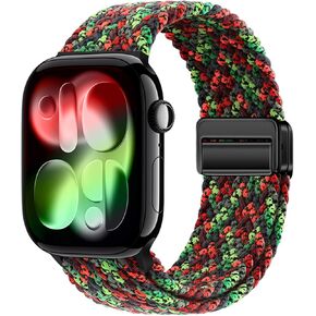 Qimela Sport Solo Loop Compatible with Apple Watch Band 38mm 40mm 41mm 42mm 44mm 45mm 49mm for Women Men,Adjustable Magnetic Stretchy Nylon Braided Wristband for iWatch Series SE 9 8 7 6 5 4 3 Ultra 2 in Saudi Arabia