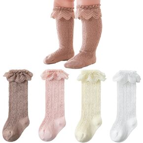Taous Assam Baby Girls Knee High Socks Toddler Bow Mesh Long Stockings Infants Thin Socks For Spring Summer in Saudi Arabia