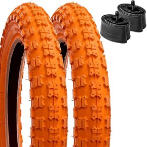 إطارات دراجة الأطفال YunSCM مقاس 12.5 بوصة مقاس 12 ½ X 2 ¼ (62-203) وأنابيب 12.5 بوصة، صمام شريدر مع شريطين حافة متوافق مع إطارات وأنابيب الدراجة مقاس 12.5 × 2.25 12 1/2 × 2 1/4 (برتقالي) in Saudi Arabia