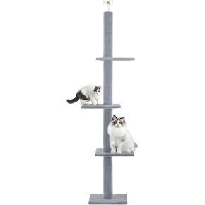 Cat Craft Cat Tree Floor to Ceiling Cat Tower 98-108" Carpet Kitten Tree 5-Tier Scratching Post and Mat Cat Pole for Indoor Cats, Gray in Saudi Arabia