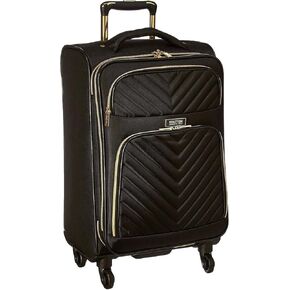 Kenneth Cole REACTION Chelsea 2-Piece Bundle - 20" Chevron Expandable 8-Wheel Carry-On Suitcase & Matching 15" Laptop Tote Bag, Black in Kuwait