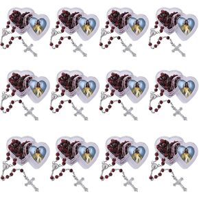 Sacred Heart of Jesus Rose Scented Rosary with Heart Shaped Box Gift Set, 18 1/2 Inch in Kuwait
