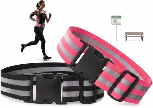 Little World Reflective Belt - 2 Pcs PT Belt - Reflective Running Gear for Men and Women - Elastic Reflective Sash Perfect for Running Cycling Walking Marathon Military (Green and Orange) in Saudi Arabia