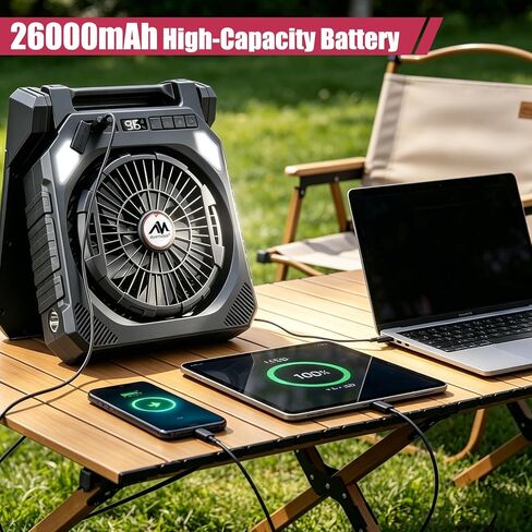 مروحة خيمة تخييم قابلة لإعادة الشحن من أيامايا مع ضوء LED وجهاز تحكم عن بعد، 7800 مللي أمبير في الساعة محمولة بإضاءة LED مروحة فانوس للتخييم مروحة سقف مكتب USB للتخييم والمكتب والسيارة والبقاء على قيد الحياة في حالات الطوارئ in Saudi Arabia
