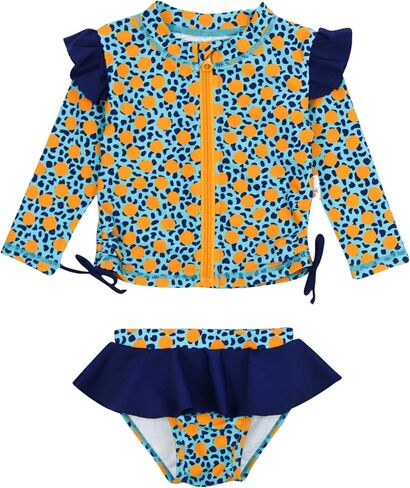 بدلة سباحة للفتيات من SwimZip مكونة من قطعتين بأكمام طويلة وواقي من الطفح الجلدي بعامل حماية من الأشعة فوق البنفسجية 50+ (ألوان متعددة) in Kuwait