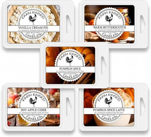 Farm Raised Candles - Farmhouse Coffee Variety Mix 5 Pack - 1 Pound of Wax - 100% Plant Based Soy American Made Wax Melts - Scented Wax Warmer Cubes. Chai Latte, Black Tea & Lemon. in Kuwait