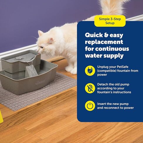 PetSafe Replacement Pump for Pet Drinking Fountains, Compatible with PetSafe Drinkwell Ceramic, Stainless Steel and 360 Dog and Cat Water Dispensers - PAC00-13206, Black in Kuwait