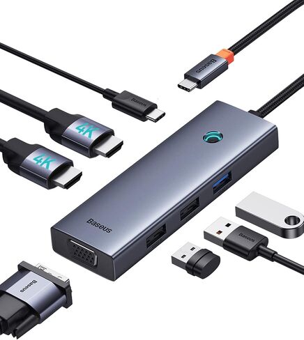Baseus 6-in-1 USB C Hub، Type C Hub إلى محول HDMI 4K/30 هرتز مع توصيل طاقة 100 وات in Saudi Arabia