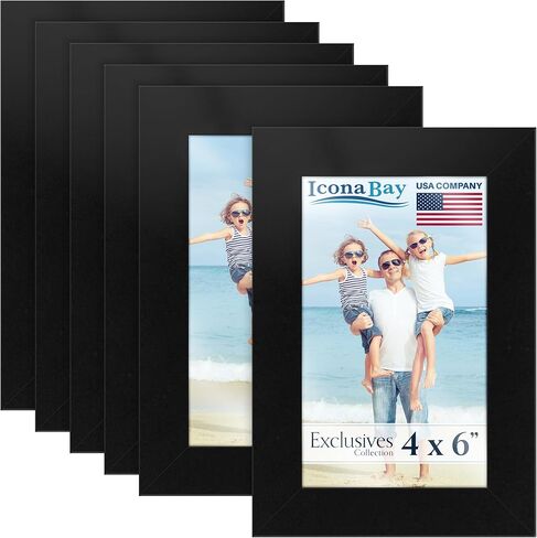 إطارات صور Icona Bay مقاس 8 × 10 (أبيض، 6 عبوات)، إطارات صور مركبة من الخشب القوي مقاس 8 × 10، تصميم أنيق، سطح الطاولة أو التثبيت على الحائط، مجموعة حصرية in Kuwait