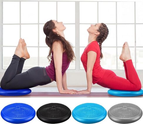 Sotiff 4 Pcs Inflated Wobble Cushion Flexible Wiggle Seat 14" L x 3.2" H Stability Balance Disc with Pump for Sensory Kids Adult Physical Exercise Equipment in Saudi Arabia
