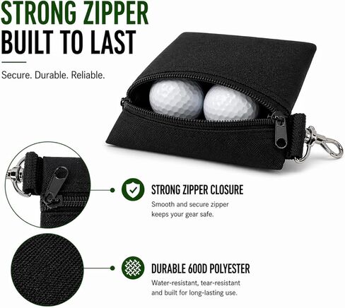 Golf Tee Pouch | Pack of 2 Golf Tee Bag | 5.24 X 6.42 Inch Zipper Golf Accessory Bag with Clip | Golf Bag Accessories for Men Women Golf Gift in Saudi Arabia
