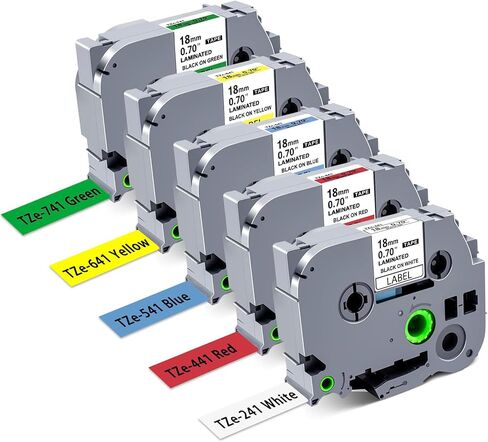 5Pack PTD400 Refills 18mm 0.7 Colored Label Maker Tape Compatible for Brother P Touch 3/4 Inch Label Maker Refills Tape TZe-241 441 541 641 741 for Ptouch D400 D600 1880, 26.2 feet(8m) in Saudi Arabia