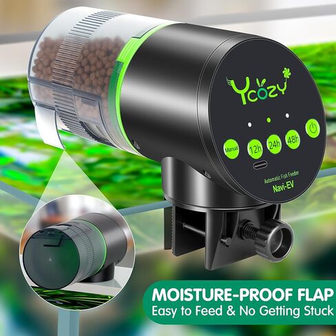 Ycozy Automatic Fish Feeder Rechargeable with USB Cable Moisture-Proof Intelligent Electric Fish/Turtle Feeder for Aquarium & Fish Tank Intelligent Timer Fish Food Dispenser for Vacation | Navi-EV in Saudi Arabia