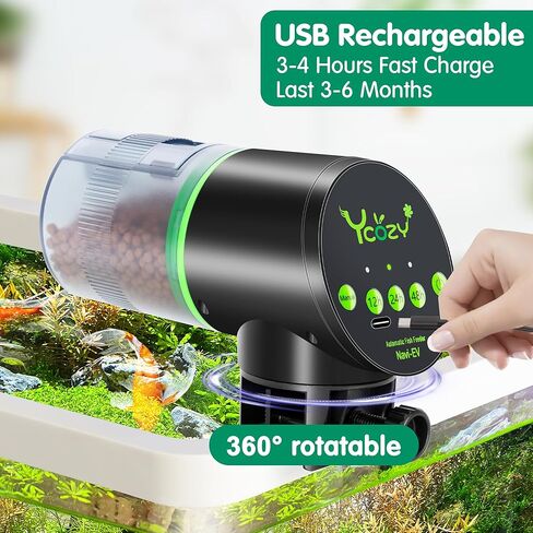 Ycozy Automatic Fish Feeder Rechargeable with USB Cable Moisture-Proof Intelligent Electric Fish/Turtle Feeder for Aquarium & Fish Tank Intelligent Timer Fish Food Dispenser for Vacation | Navi-EV in Saudi Arabia