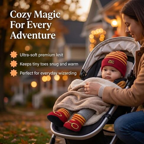 Harry Potter Baby Boys Cap and Bootie Set - Baby Gift Set with Hat and Socks for 0-12 Months (0-12Months) in Saudi Arabia