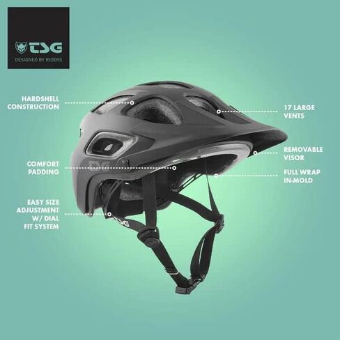خوذة TSG Seek، سوداء ساتان - ركوب الدراجات، الدراجة الجبلية، MTB، الممر، جميع الجبال، غلاف ABS الصلب، حماية من الصدمات، فتحات تهوية مريحة، تعديل القرص الصغير، قناع قابل للإزالة، حشوة مريحة in Saudi Arabia
