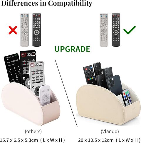 Vlando Remote Control Holder 360 Degree Spinning- Large PU Leather Desk Organizer - 5 Compartments Desktop Storage Caddy Fits for Media Player, Bedside TV Caddy, E-reader, Office Supplies (Black) in Saudi Arabia