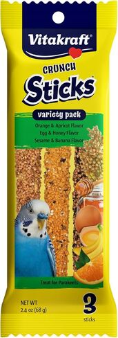 Vitakraft Crunch Sticks Variety Pack: Orange & Apricot Flavor, Egg & Honey Flavor, Sesame & Banana Flavor Treats for Parakeets, 2.4 oz in Saudi Arabia