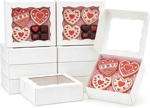 40 Pack Cookie Boxes 4x4x2 Inch Bakery Boxes with window Treat Box Chocolate Covered Strawberries Box for Christmas Valentine's Mother's Day in Saudi Arabia