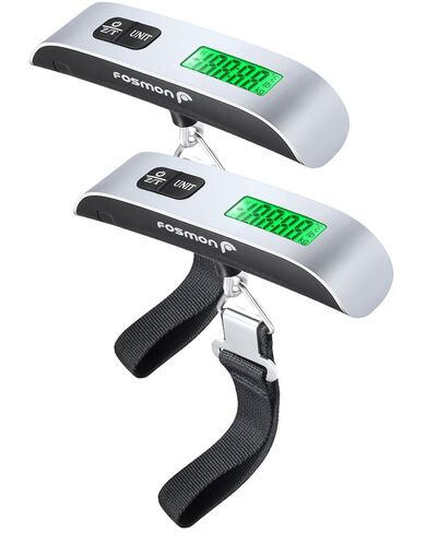 Fosmon Digital Luggage Scale (2 Pack) Digitial LCD Display Backlight Baggage Scale with 110lbs Capacity, Portable Stainless Steel Hanging Luggage Weight Scale with Tare Function for Travelers - Silver in Kuwait