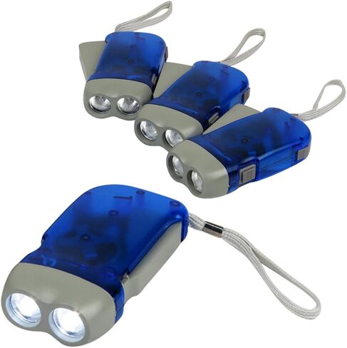 مصابيح طوارئ Evelots Hand Crank - (4 أو 12 أو 24 حزمة) - للتخييم / المنزل / السيارة - مصابيح LED ساطعة مزدوجة - رائعة للمشي لمسافات طويلة / الرياضات الخارجية / انقطاع التيار الكهربائي - سهلة الاستخدام in Kuwait