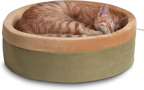 K&H Pet Products Thermo-Kitty Bed Heated Cat Bed Large 20 Inches Sage/Tan in Saudi Arabia